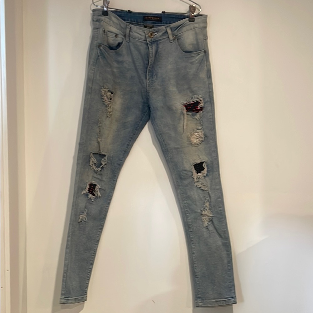M.Society Denim Jeans in Light Blue Sz 34x32